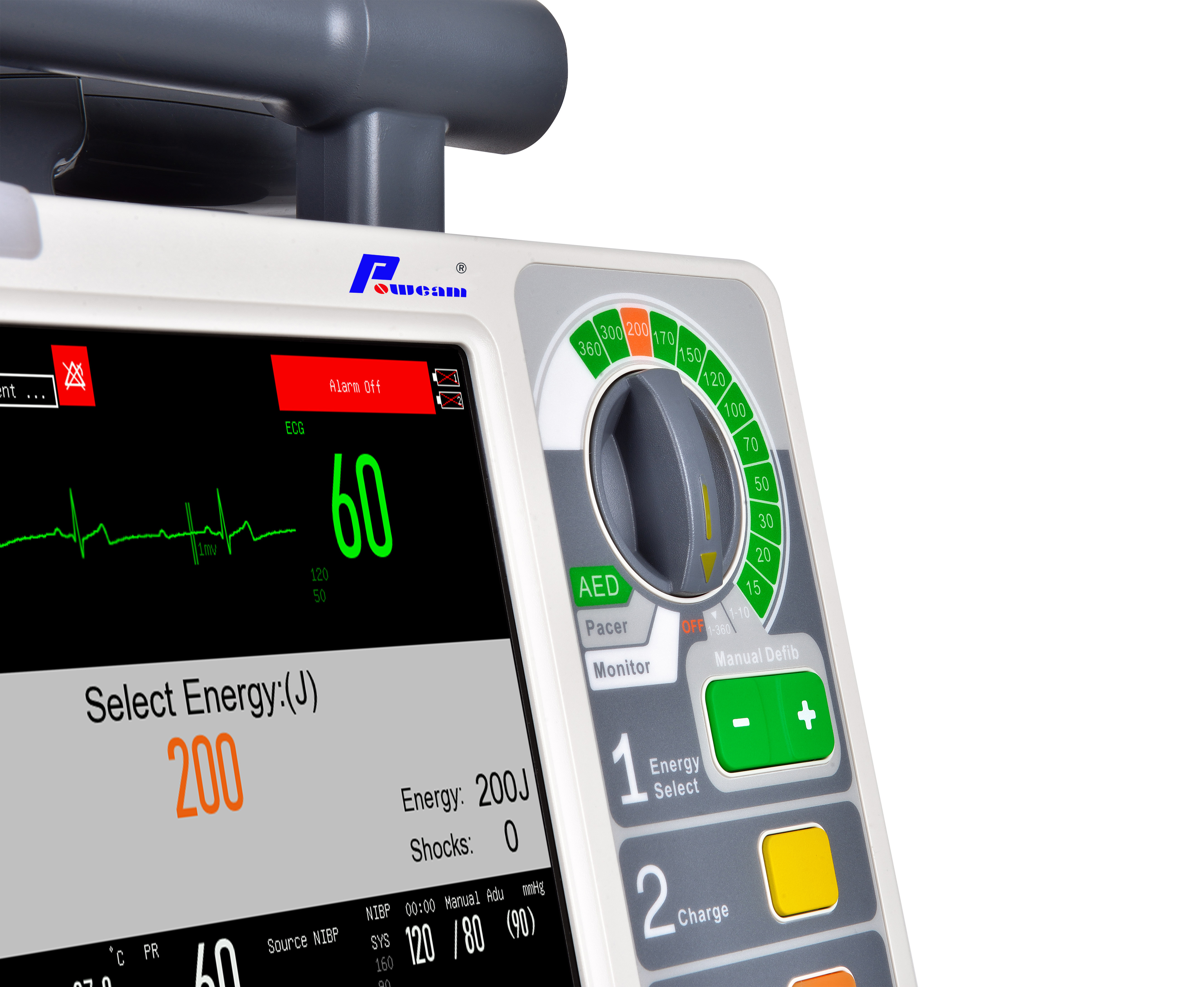 Moniteur de défibrillateur biphasique de l'hôpital AED