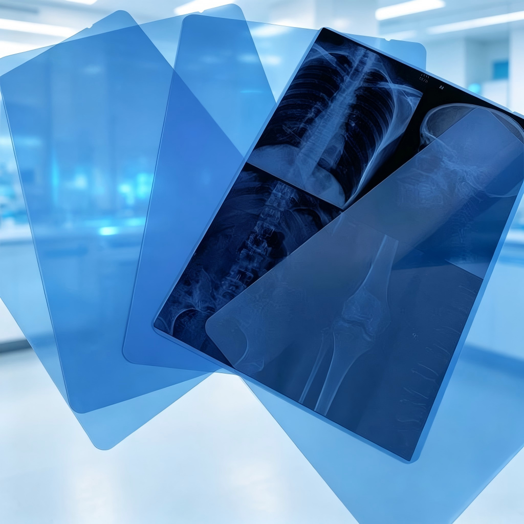 Film radiographique par procédé sec pour le diagnostic médical haute définition