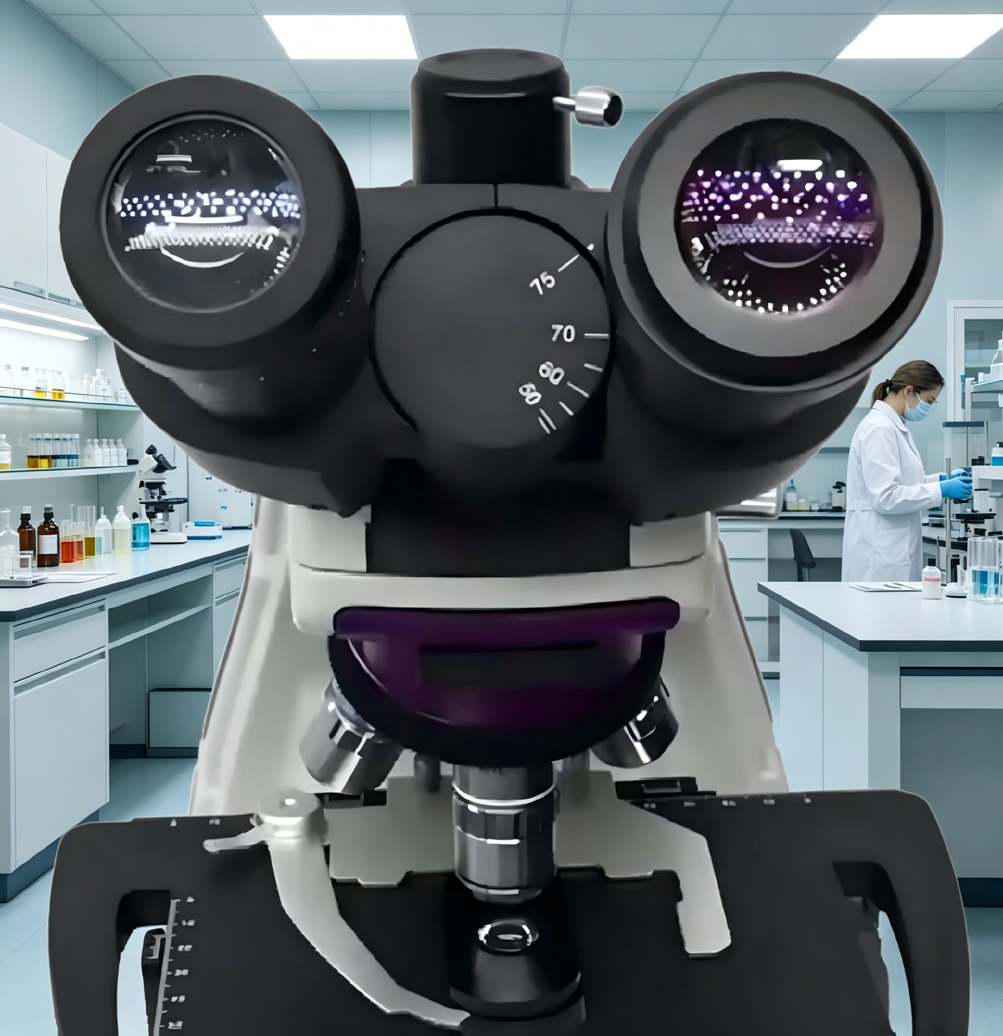 Microscope composé trinoculaire pour la recherche en laboratoire