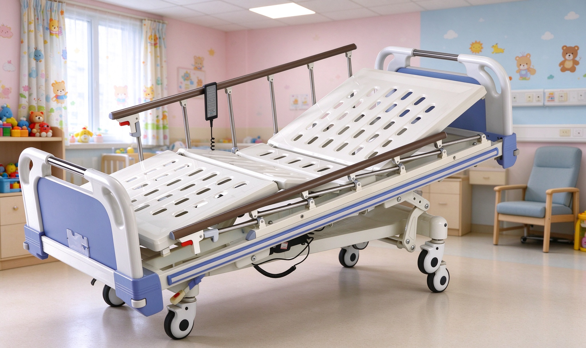 Lit de patient d'hôpital médical réglable de lit électrique d'ICU de cinq fonctions