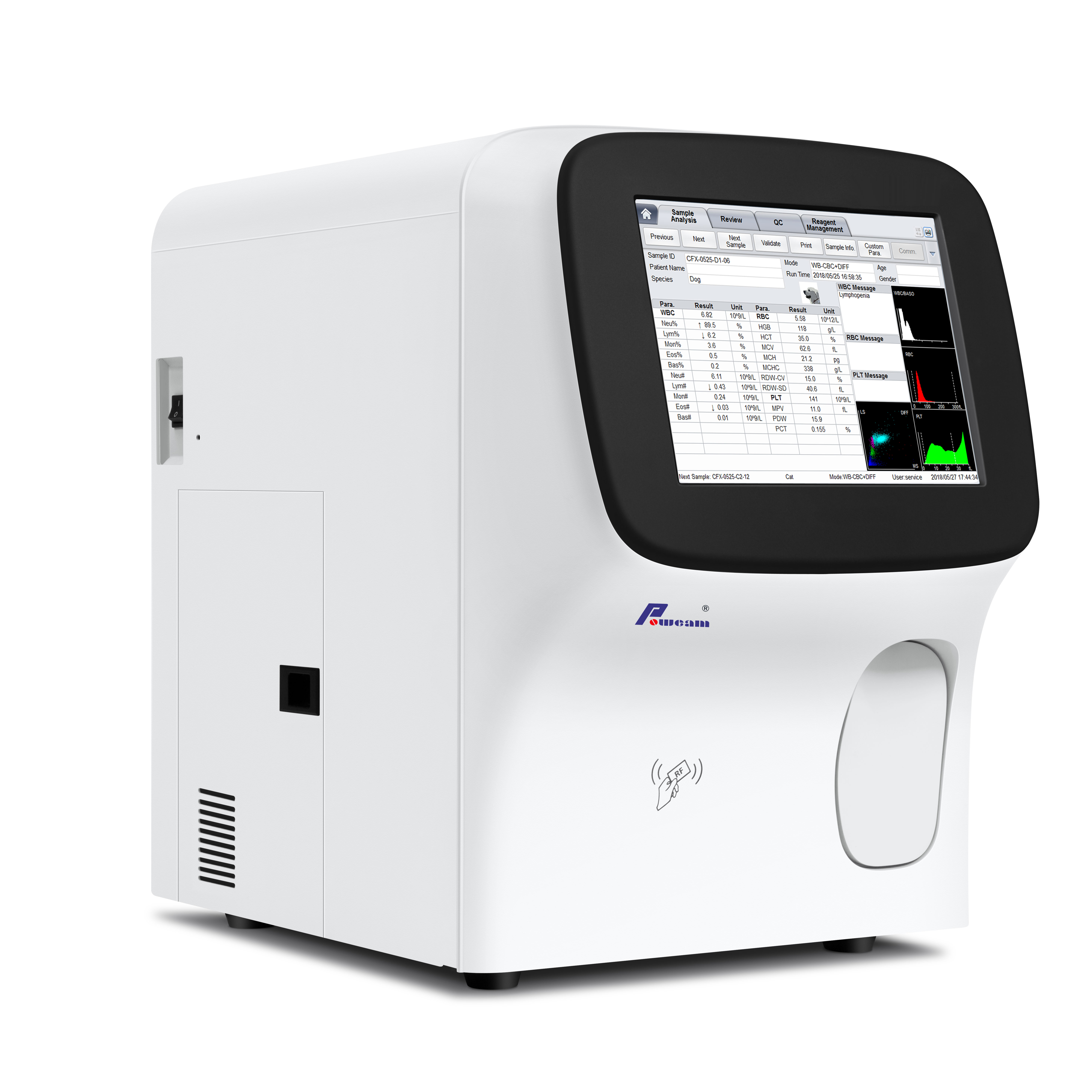 Analyseur d'hématologie automatique en 5 parties pour analyseur d'hématologie vétérinaire