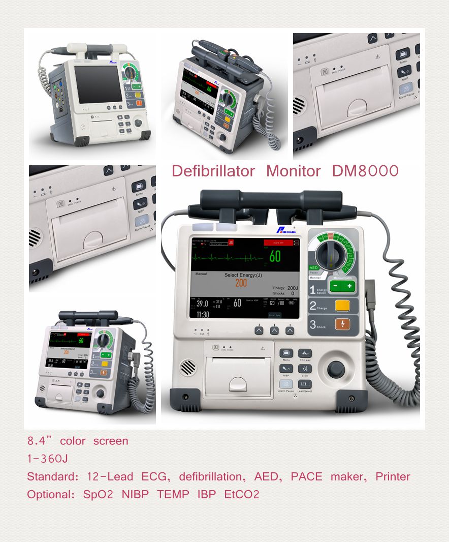 Moniteur de défibrillateur biphasique de l'hôpital AED