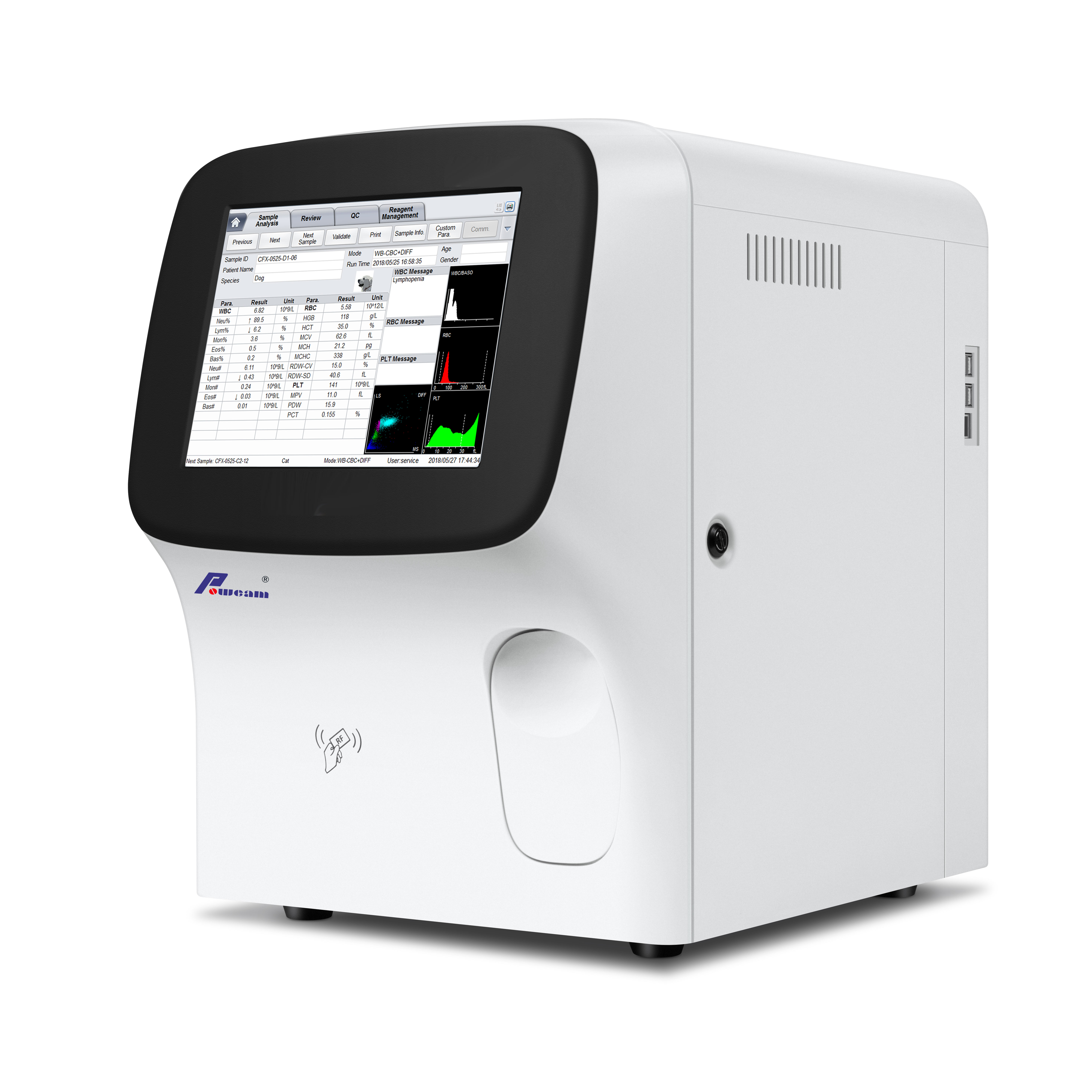 Analyseur d'hématologie automatique en 5 parties pour analyseur d'hématologie vétérinaire